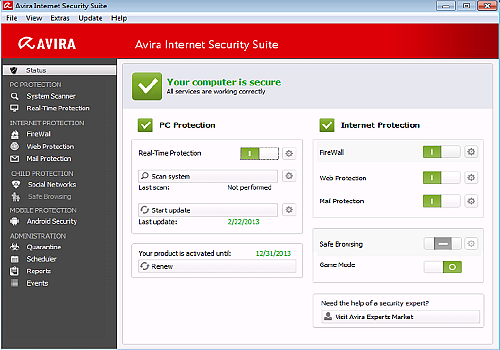 Télécharger Avira Internet Security 2013