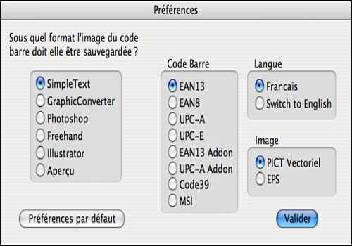 Aperçu de Code Barre X