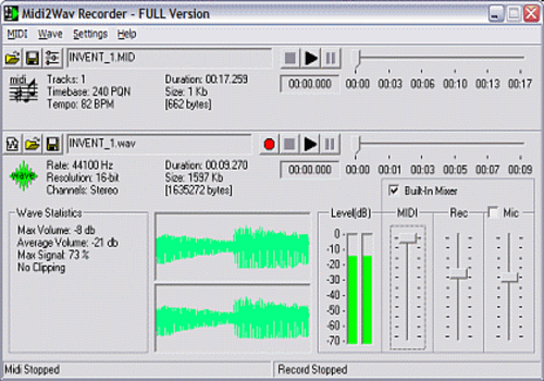 Midi2Wav Recorder (ver 3.5) is a program with the ability to convert MIDI t