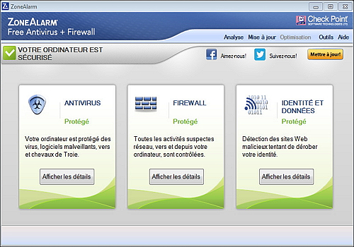 Aperçu de ZoneAlarm Free Antivirus + Firewall