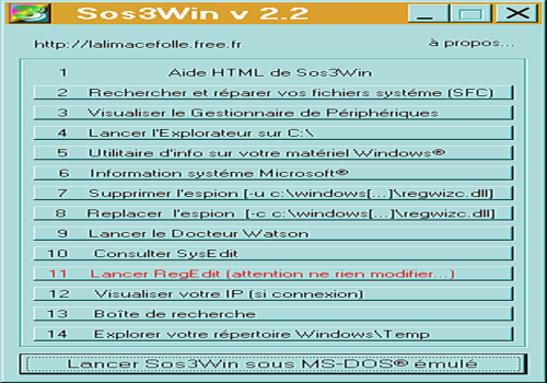 Aperçu de Sos3Win