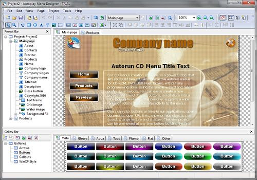 Aperçu de Autoplay Menu Designer
