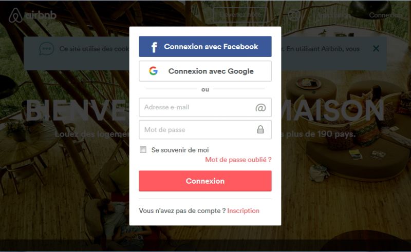 Airbnb connexion