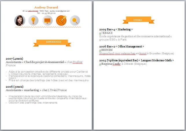 modele cv 2 pages gratuit