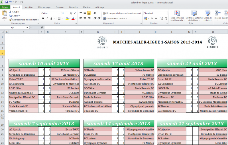 calendrier rencontres ligue 2