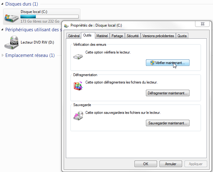 nettoyer son pc chkdsk