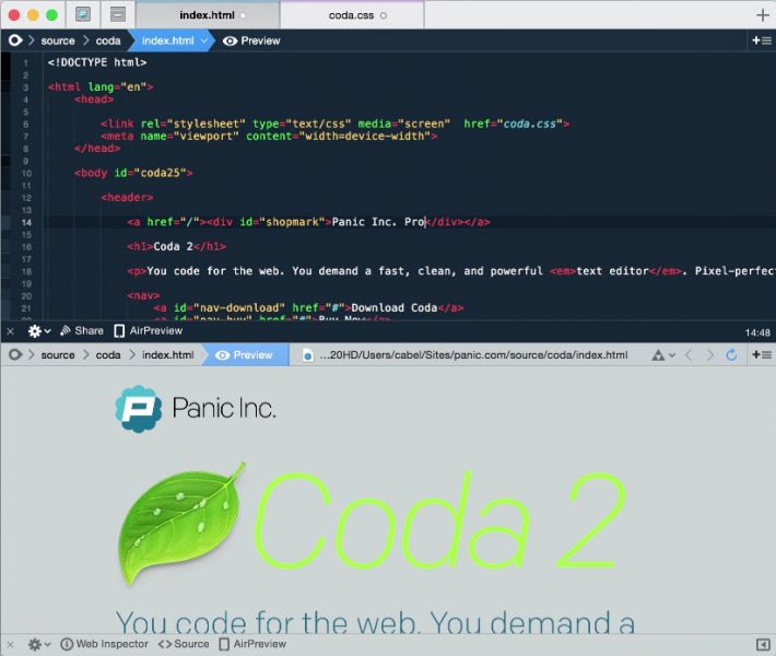 LES MEILLEURES ALTERNATIVES À DREAMWEAVER Coda-screen