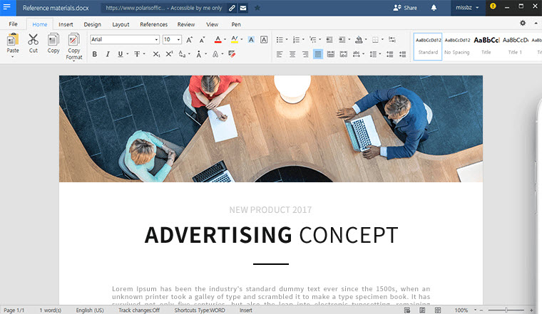 LES ALTERNATIVES GRATUITES À MICROSOFT WORD Polaris%20Office-screen