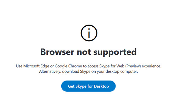 LA NOUVELLE VERSION DE SKYPE WEB NE FONCTIONNE PAS DANS TOUS LES NAVIGATEURS No%20Skype%20Web-screen