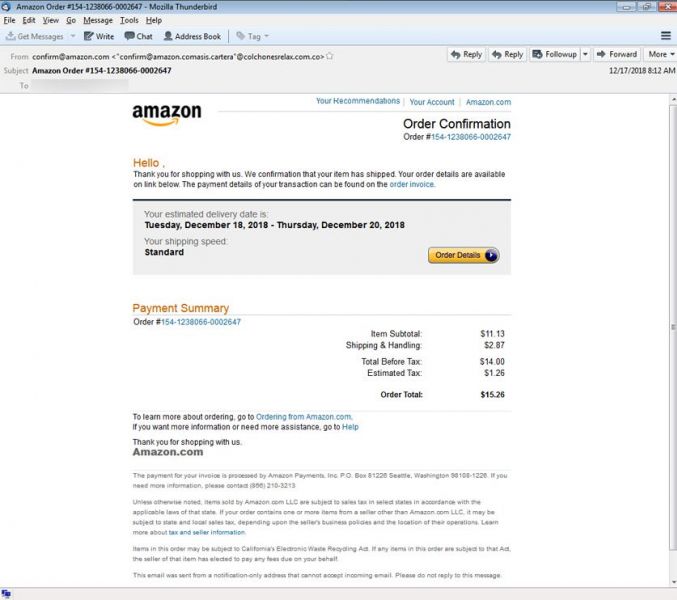 Be careful, these fake Amazon emails contain malware Logitheque English