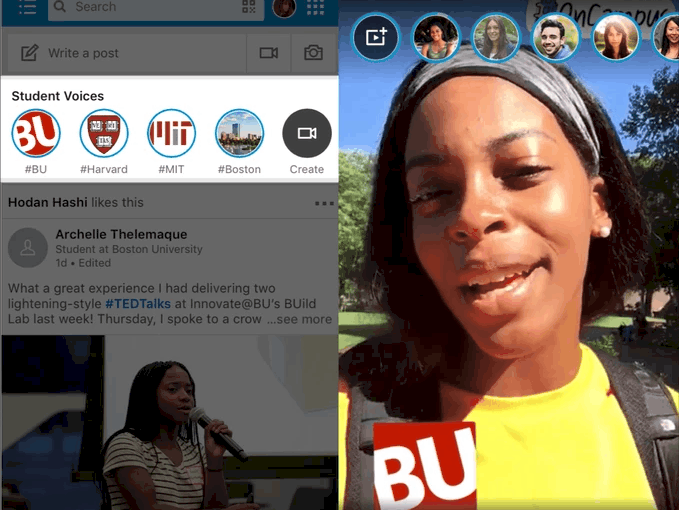 Des étudiants peuvent poster des stories sur leur profil LinkedIn