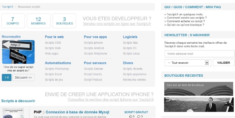 1script.fr ou la plateforme de vente de scripts