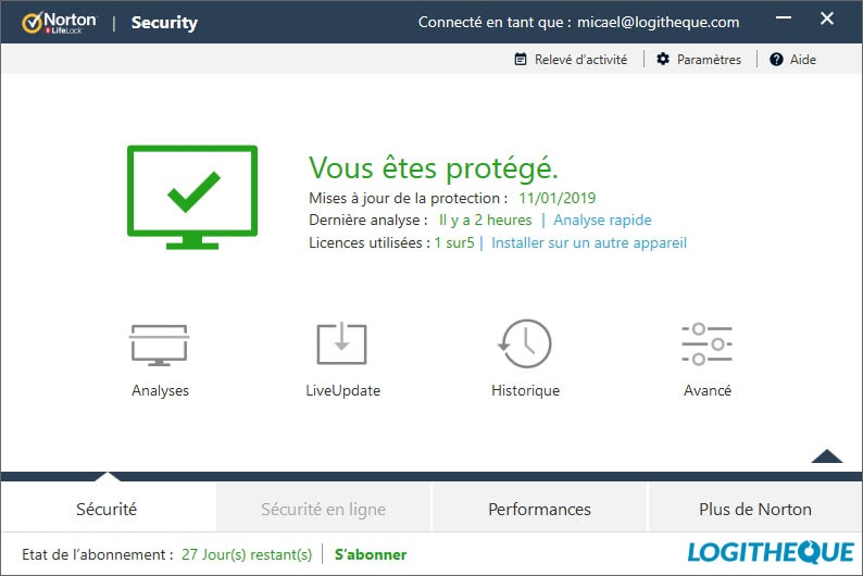 Test antivirus : Norton Security Deluxe 2019