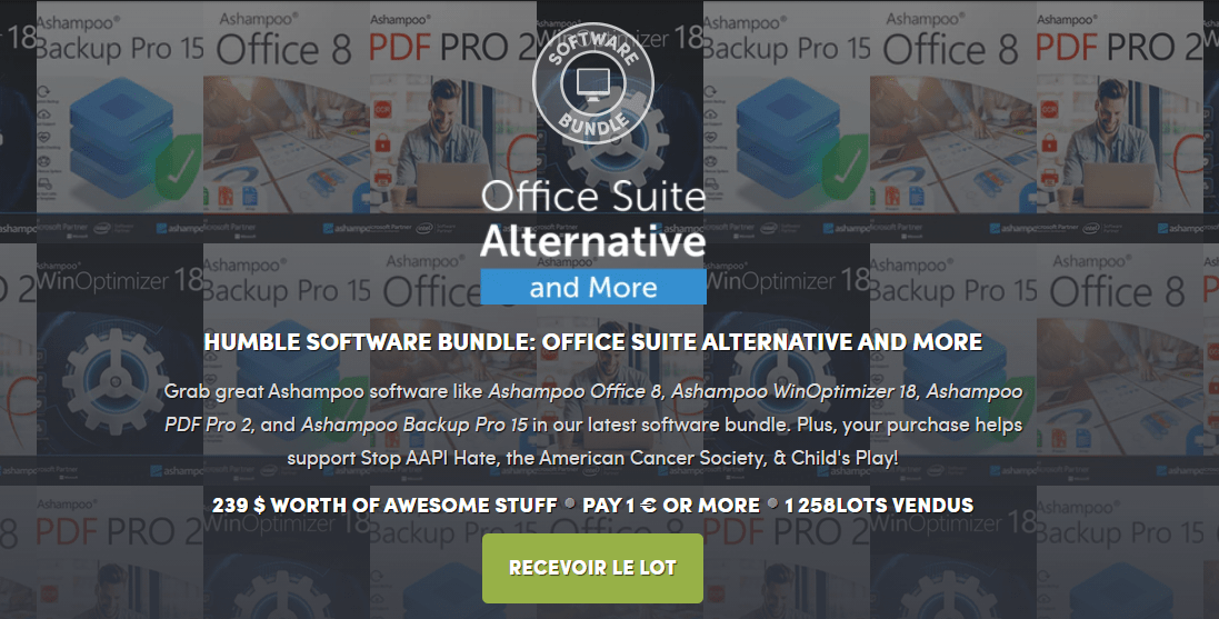 Une suite Office Ashampoo et plus à prix Humble