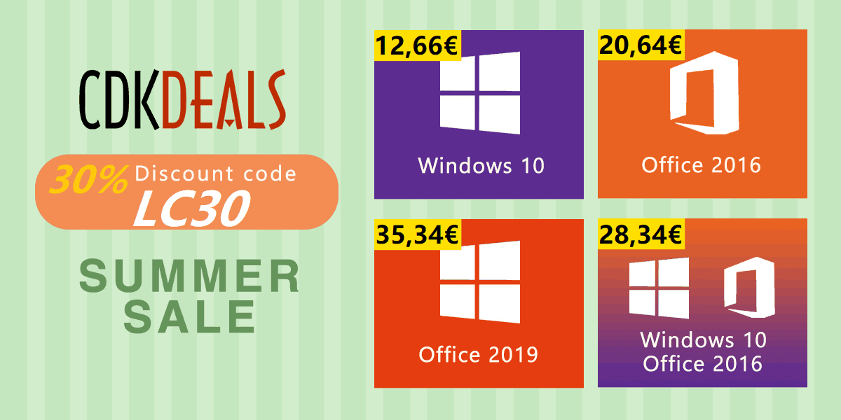 Obtenez Windows 10 pour seulement 12€, Office 2016 pour 20 €, et plus d'offres encore!