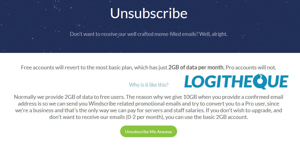 unsubscribe windscribe
