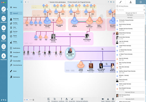 Capture d'écran MacFamilyTree Capture d'écran MacFamilyTree