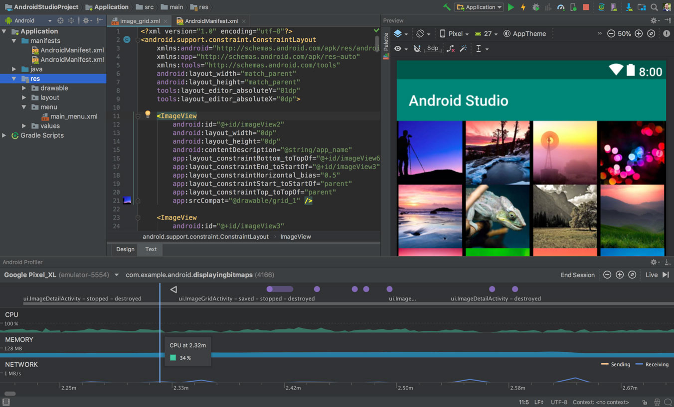Capture d'écran Android Studio