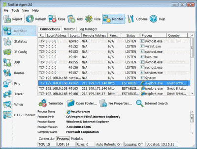 Capture d'écran NetStat Agent Capture d'écran NetStat Agent
