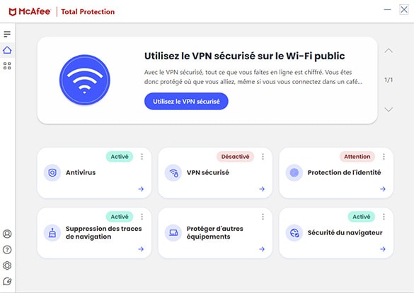 Capture d'écran McAfee Total Protection Capture d'écran McAfee Total Protection