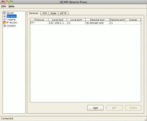 Capture d'écran JSCAPE Reverse Proxy Capture d'écran JSCAPE Reverse Proxy