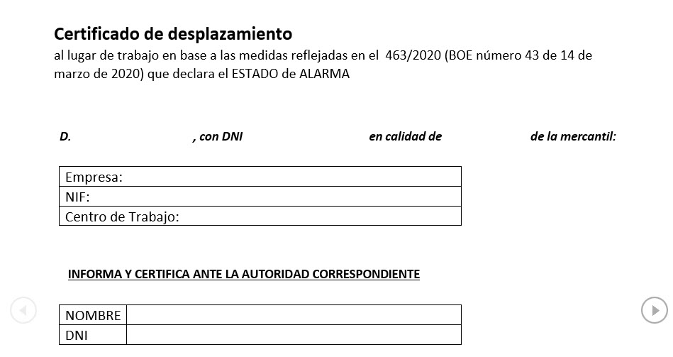 Capture d'écran Certificado de desplazamiento Covid-19 Capture d'écran Certificado de desplazamiento Covid-19