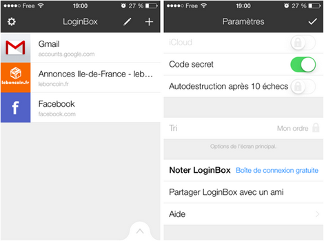 Capture d'écran LoginBox iOS Capture d'écran LoginBox iOS