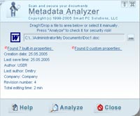 Capture d'écran Metadata Analyzer