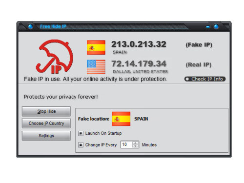 Capture d'écran Free Hide IP