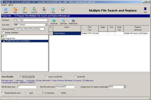 Capture d'écran Multiple File Search and Replace Capture d'écran Multiple File Search and Replace