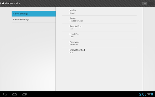 Capture d'écran Shadowsocks Android Capture d'écran Shadowsocks Android