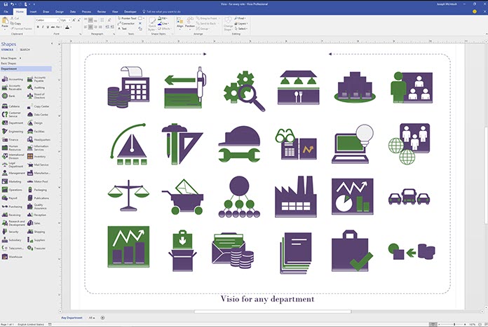 Capture d'écran Microsoft Visio Standard 2016 Capture d'écran Microsoft Visio Standard 2016