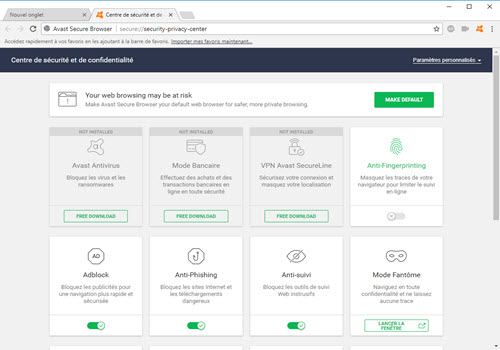 Capture d'écran Avast Secure Browser Capture d'écran Avast Secure Browser