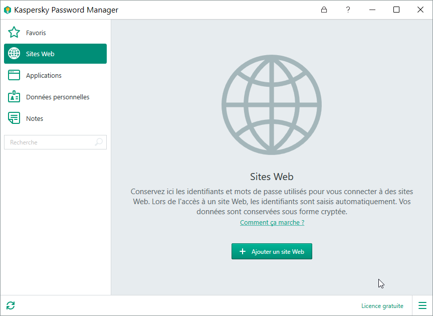Capture d'écran Kaspersky Password Manager Capture d'écran Kaspersky Password Manager