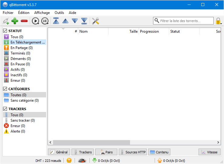Capture d'écran qBittorrent Linux Capture d'écran qBittorrent Linux