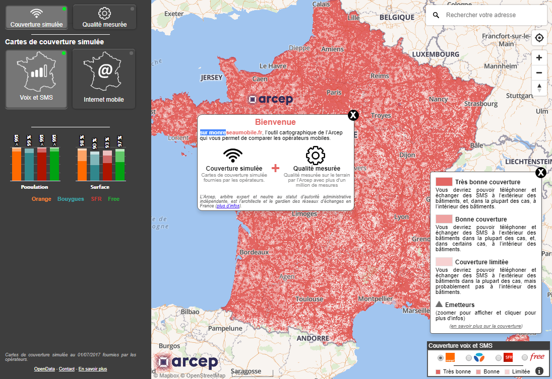 Descargar Carte de la couverture des réseaux mobiles