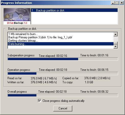 Capture d'écran Paragon Drive Backup (Personal Edition)