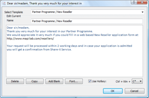 Capture d'écran Quick Templates for Outlook Capture d'écran Quick Templates for Outlook
