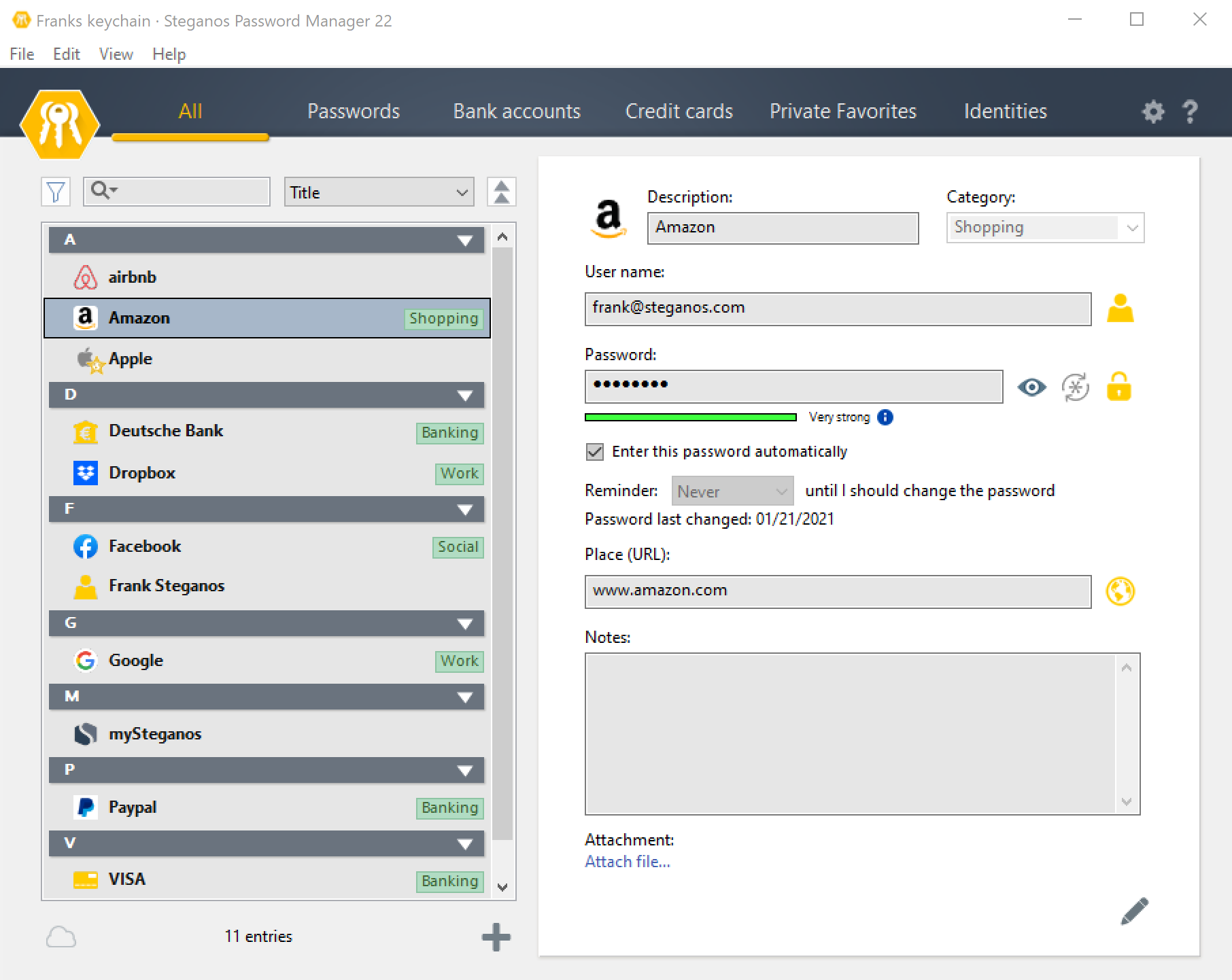 Capture d'écran Steganos Password Manager 21 Capture d'écran Steganos Password Manager 21
