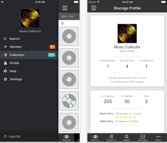 Capture d'écran Discogs iOS Capture d'écran Discogs iOS