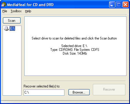 Capture d'écran MediaHeal for CD and DVD