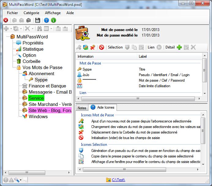Capture d'écran MultiPassWord freeware Capture d'écran MultiPassWord freeware