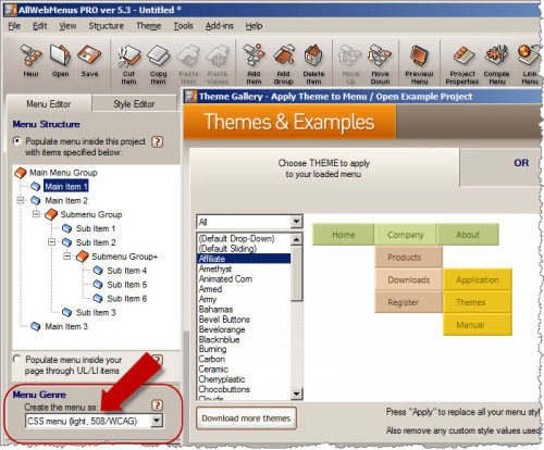 Capture d'écran AllWebMenus Accessible Menu 508 Addin Capture d'écran AllWebMenus Accessible Menu 508 Addin