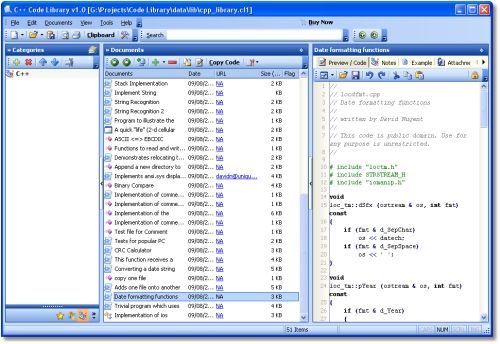 Capture d'écran C++ Code Library
