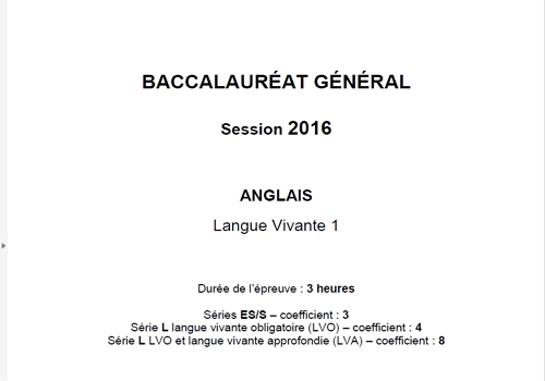 corrigé bac anglais pondichery 2016