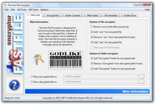 Capture d'écran Fast File Encryptor Capture d'écran Fast File Encryptor