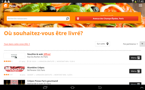 Capture d'écran Pizza.fr
