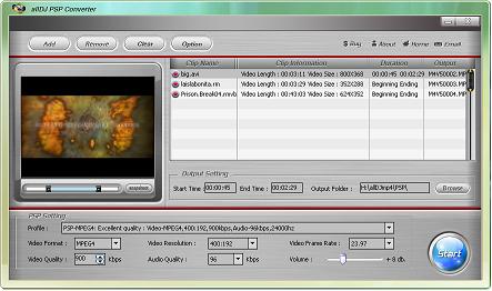 Capture d'écran Alldj PSP Video Converter