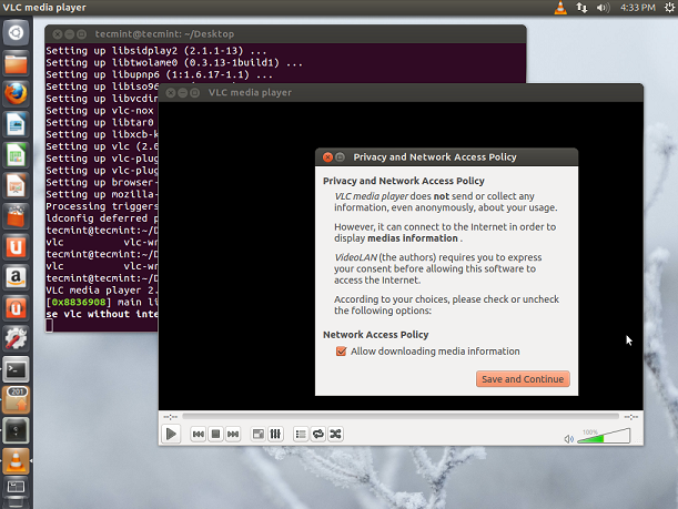 Capture d'écran VLC media player Linux Capture d'écran VLC media player Linux