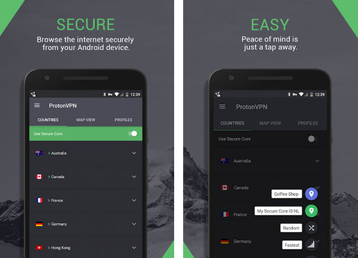Capture d'écran ProtonVPN Android Capture d'écran ProtonVPN Android